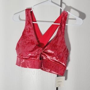 NEW Oasis Crushed Velour Twist Sports Bra |M/8| Strawberry
